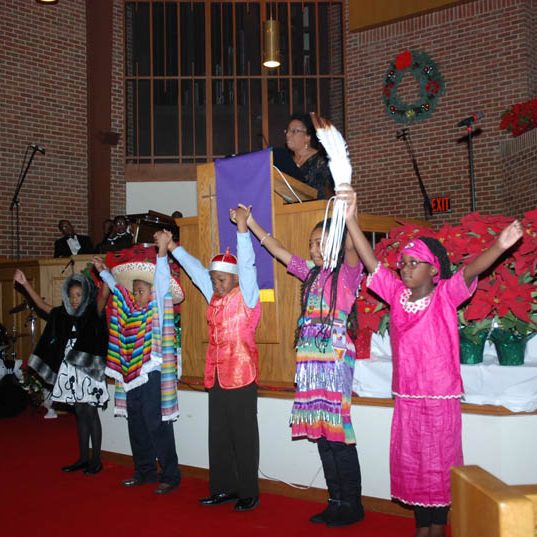 children performing a play