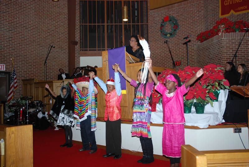 children performing a play